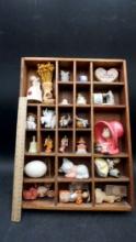 Wooden Display Shelf W/ Figurines