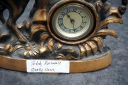 Cast Iron Teddy Roosevelt Mantle Clock