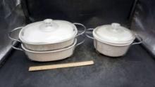 Corningware Casserole Dishes & Metal Holders