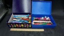2 Pencil Boxes W/ Pencils & Erasers