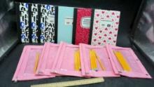 Pencil Bags W/ Pencils & Composition Notebooks