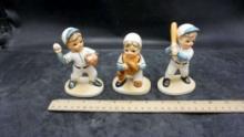 3 - Boy Baseball Player Figurines