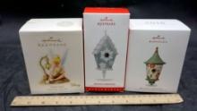 3 Keepsake Ornaments - Tinker Bell & 2 Beautiful Birdhouses