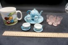 Fpc Mug (England), Mini Tea Set & Small Pink Glasses