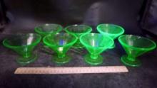 7 - Uranium Green Glass Ice Cream Dishes