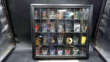 Display Case W/ Assorted Shot Glasses