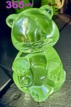 Vintage Fenton Art Glass Clear Crystal Sitting Bear Figurine Paperweight - Uv Reactive