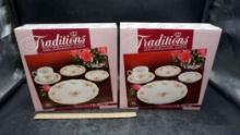 2 - Traditions Fine Porcelain China Sets (5 Pc. Place Set Per Box)