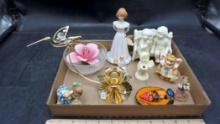 Figurines, Glass Bowl, Candlestick Holder