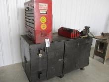 LARGE SHOP TOOL BOX HEAVY DUTY, ROLL-AROUND W/ VISE