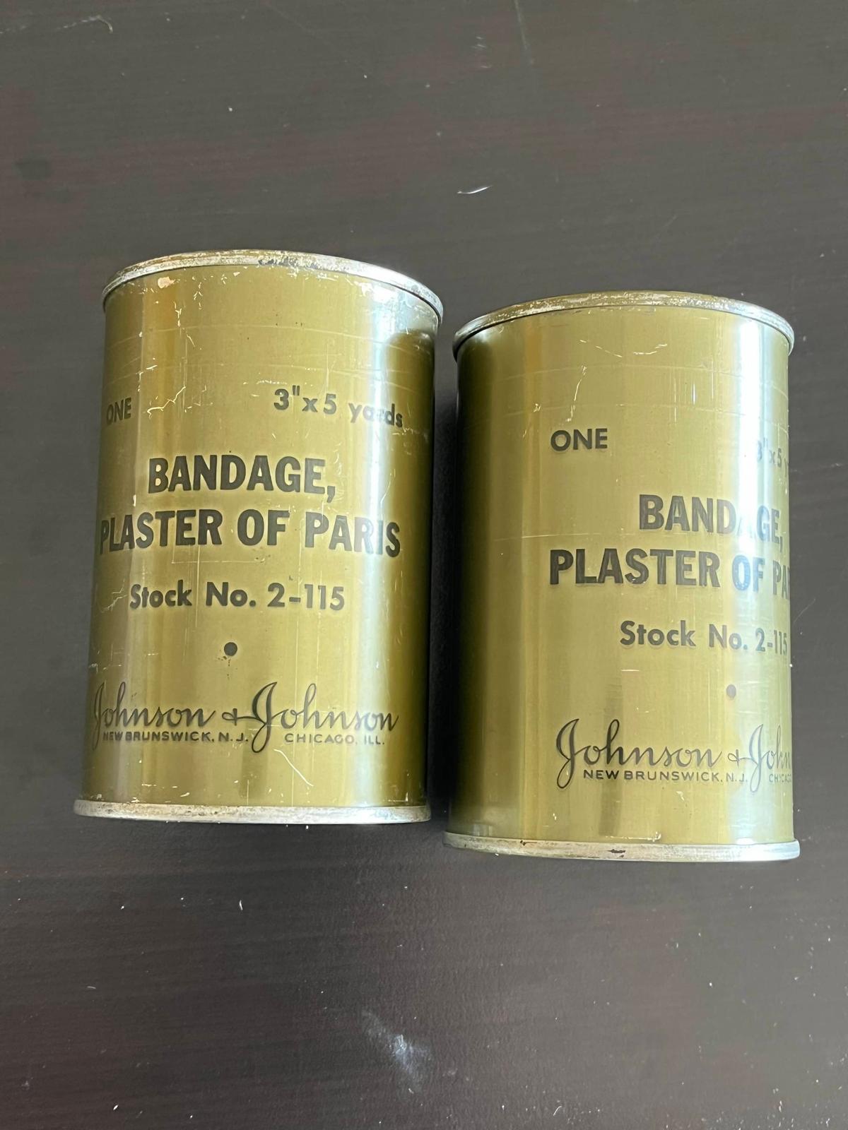 (2) WWII U.S. Army Plaster Bandage Cans