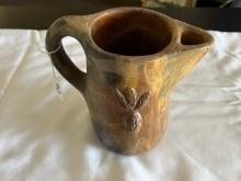Unusual Antique Pottery Pitcher w/Pineapple Decorations