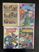 The Defenders Marvel Comic #78. Justice League of America DC Comic #136. The New Adventures of Super