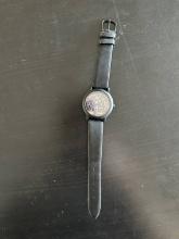Vintage Black Leather Haunted Mansion Wrist Watch 683-800 With Ghost - Genuine Leather & Disney Prin