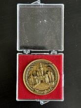 1982 Festival Japan for Disneyland Bronze Medallion With Mickey & Minnie and Disneyland Castle