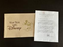 Cast Member Letter Signed by Card Walker and Publication of Your Role With Disney 1977 Walt Disney P