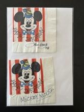 John Hench Legendary Disney Artist Signed Disney Napkins at a Cast Member Event in 1978 Extremely Ra