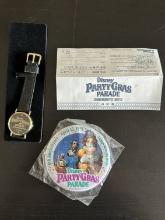 Vintage Original Unused Tokyo Disneyland Watch 1992 Black Button up Leather Gold Face Disney Party G