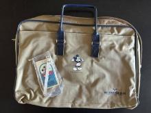 Vintage Walt Disney Travel Company Travel Bag 1982 With Mickey Mouse Tan and Blue Outlines Computer