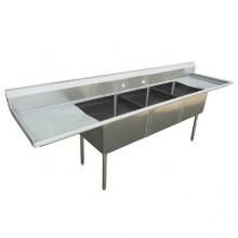"New" US Stainless USS3C162012-18LR 84" 3 Compartment Stainless Steel Sink w/(2) Molded Drainboar...