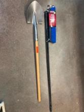 PUSH BROOM AND SPADE SHOVEL