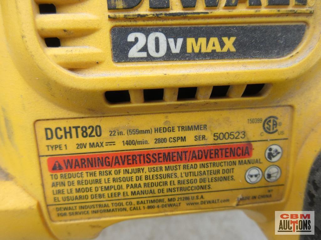 Dewalt...DCHT820 22" Hedge Trimmer 20V Max - Tool Only - No Battery - Seller Says Works...