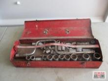 Metal Rd Tool Box w/ Misc. Hand Tools & Sockets... *ALB