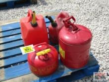 Metal & Plastic Gas Jugs...- Various Sizes - Set of 4