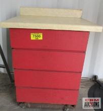 4 Drawer Red Rolling Storage Shop Cart *J