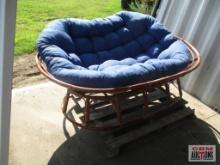 Double Papasan w/ Navy Blue Twill Cushion *J