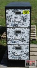 3 Drawer Decorative Black & White Floral Filing Cabinet...