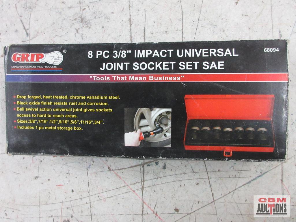 Grip 68094 8pc 3/8" SAE Impact Universal Joint Socket Set (3/8" - 3/4") w/ Metal Storage Case...