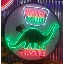 SInclair Dino NEON Round lighted sign 46" diameter