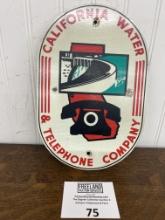 California Water & Telephone Company aluminum 1950s/60s sign
