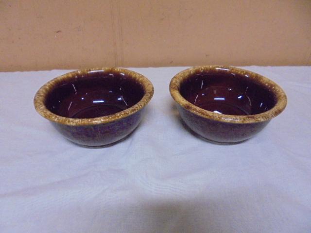 2 Vintage Hull Brown Drip Bowls