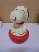 Vintage 1960s Knicker Bocker Peanuts Snoopy Roly Poly Rattle Toy