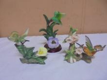 Groupf of 3 Porcelain Humming Bird Figurines