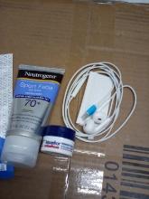 Aquaphor lotion sample, 70+ sunscreen, iphone earbuds