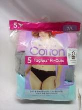 Single Pack of 5 Hanes Breathable Tagless Hi-Cuts Underwear Size 7/L