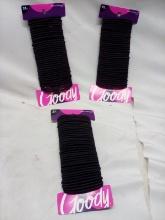 3 Packs of 37 Goody Black Elastics