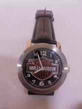 Bulova Men's Water Resistant Harley Davidson Wristwatch w/ Leather Band