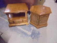 Solid Wood End Table w/ Drawer & Octogan Storage End Table