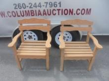 2 Matching Solid Wood Outdoor Patio Chairs