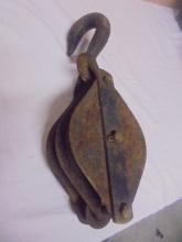 Large Antique Steel Double Barn Pulley