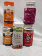 Lot of 5 Various Bottles of Dietary Supplements/Gummies