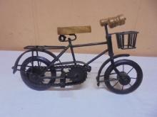 Chain Drive Working Metal Bicycle Décor w/ Front Basket