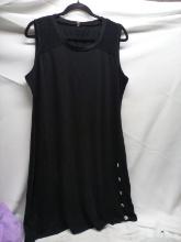 Black Sleeveless dress with buttons down side, XL