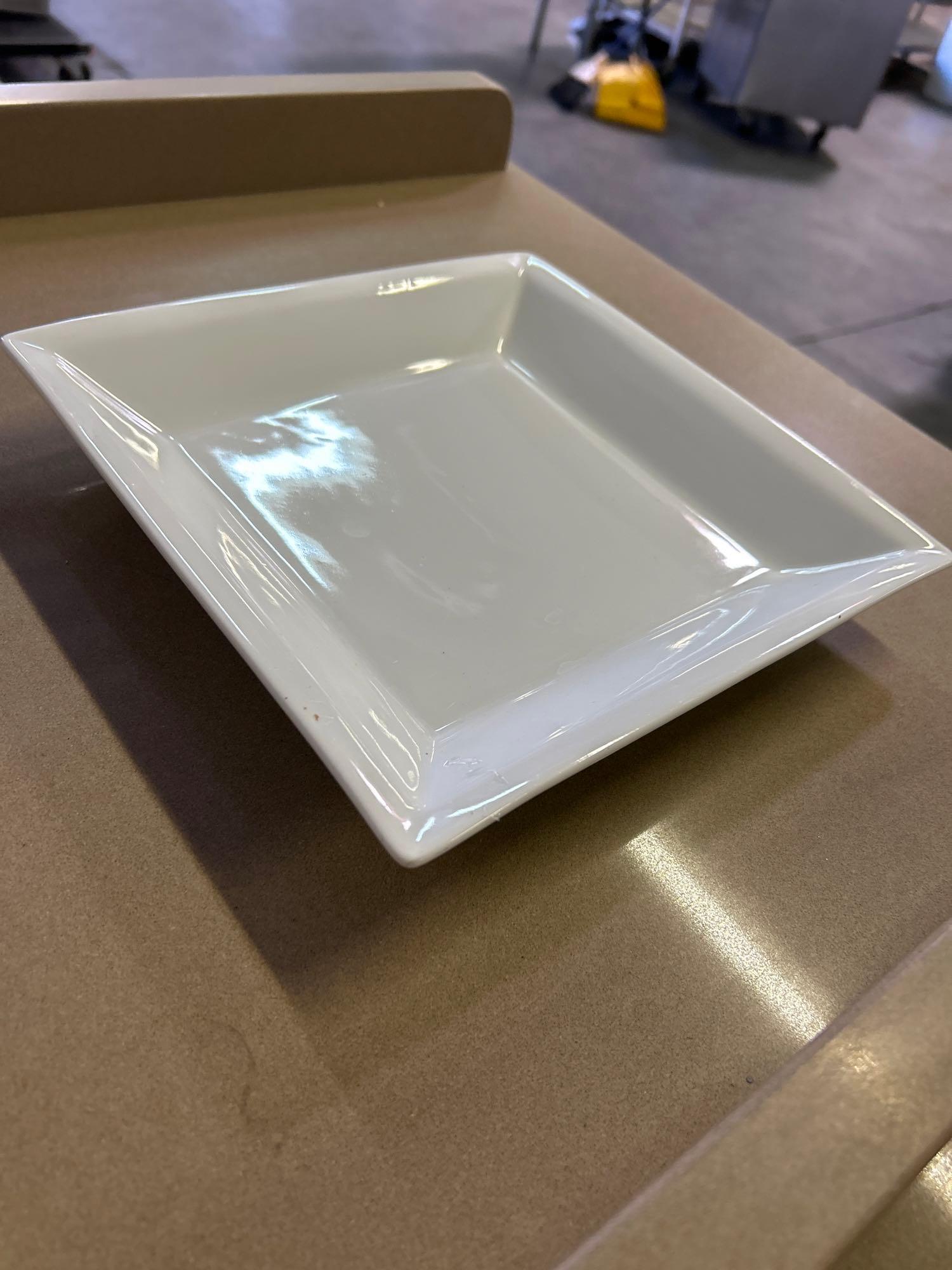 9.75 in. Square White China Plates