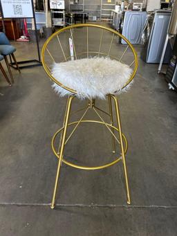 Metal Stools with Faux Fur Seats