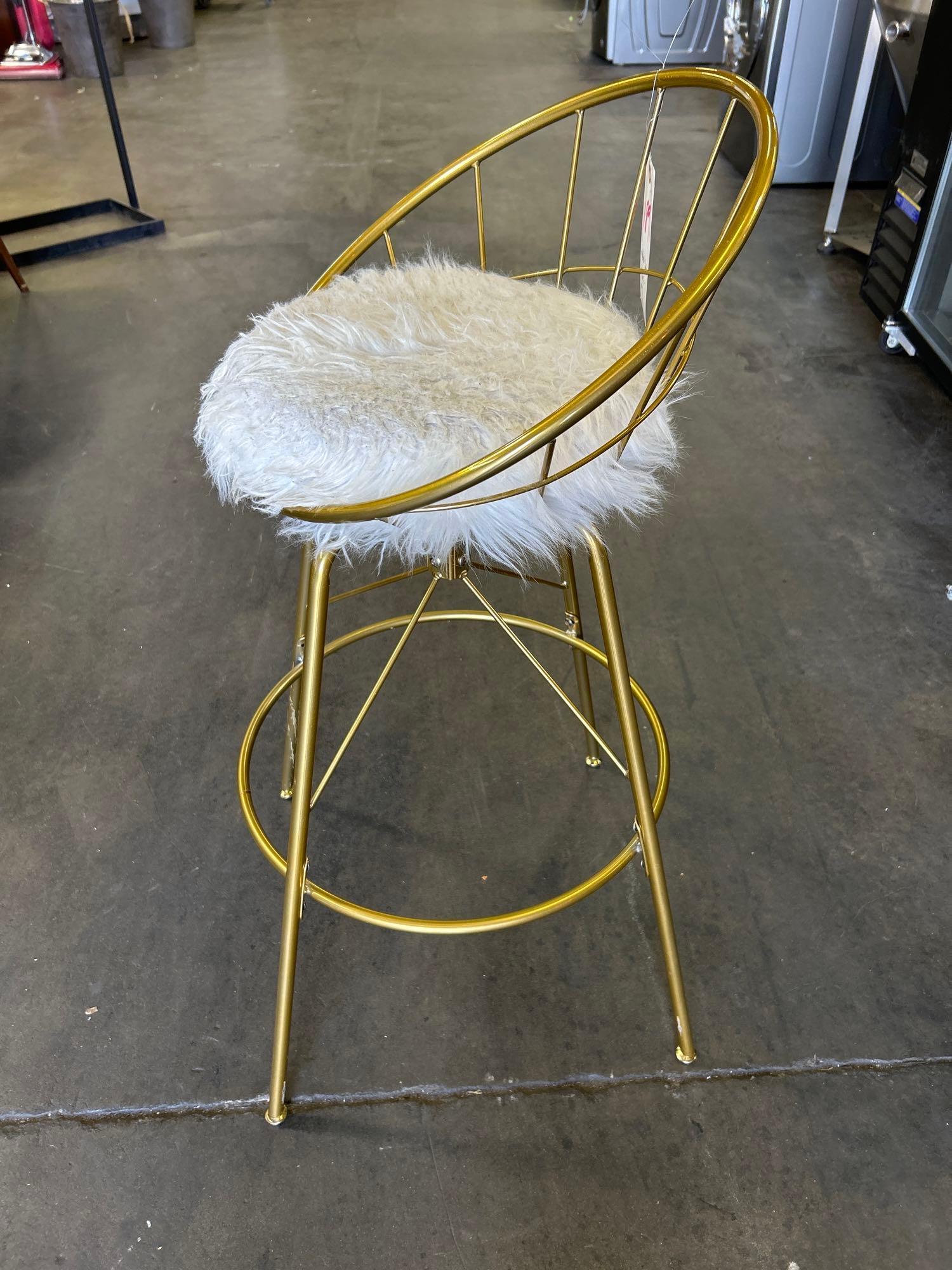 Metal Stools with Faux Fur Seats